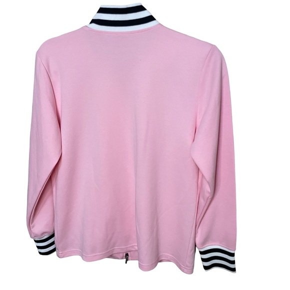 linea by louis dell'olio Embroidered Pink Zip Up Hoodie Sweater - Picture 2 of 8